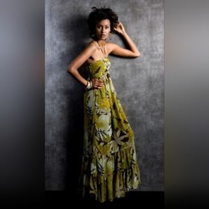 H&M | Long Bustier Dress with Floral Pattern, Size M